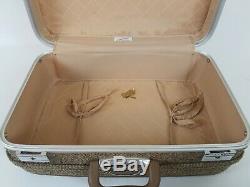 Vintage Skyway 2 Piece Set Brown Tweed Rolling Travel Suitcase Luggage Bags