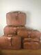 Vintage World Traveler Brown Leather Suitcase Travel Luggage 5 Pc Set Rare