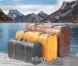 Vintiquewise 3 Colored Vintage Luggage Suitcase Style Trunk Set of 3, QI003068.3
