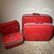 Vtg 1960's Cherry Red Samsonite Silhouette 4 Pc Luggage Suitcase Set Locking