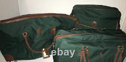 Vtg 3 PC Ralph Lauren POLO Green Canvas Luggage Set Duffle Bag CarryOn 80/90s