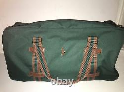 Vtg 3 PC Ralph Lauren POLO Green Canvas Luggage Set Duffle Bag CarryOn 80/90s