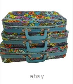Vtg Bantam Travelware Suitcase RARE 3 PC SET 60s 70's Floral Pattern MOD BoHo