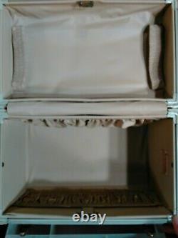 Vtg MidCentury Samsonite Cream/Ivory Marble Luggage Set. Train Case & Round Case