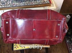 Vtg Red Leather Travel Bag Set Hand Crafted In Italy