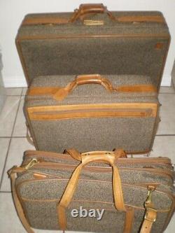 Vtg set of 3 Hartmann Brown 25-21Tweed Leather Luggage Suitcase 20 Duffle Bag