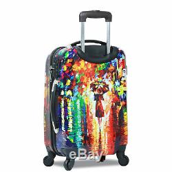 World Traveler 2-Piece Carry-On Hardside Spinner Luggage Set Paris Nights