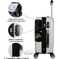 World Traveler 24DM110-2 Butterfly 2-Piece Hardside Carry-on Spinner Luggage Set