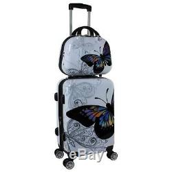 World Traveler 4-Piece Hardside Upright Spinner Luggage Set, Butterfly
