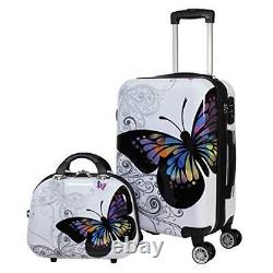 World Traveler 4-Piece Hardside Upright Spinner Luggage Set Butterfly One Size
