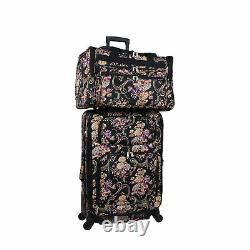 World Traveler 4-Piece Rolling Expandable Spinner Luggage Set Classic Floral