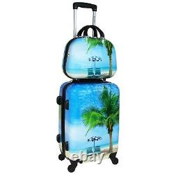 World Traveler Palm Tree 2-Piece Hardside Carry-On Spinner Luggage Set