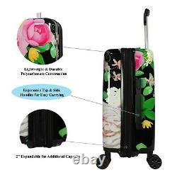 World Traveler Seasons 2-Piece Hardside Carry-On Spinner Luggage Set Peonies