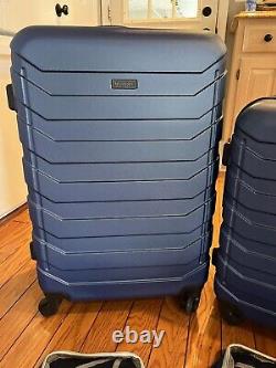 Wrangler 4 Piece Luggage and Packing Cubes Set Expandable Blue