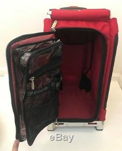ZUCA Pro Set Bag 3 Pouches Red Silver Frame with Travel Cover Makeup Artist Seat