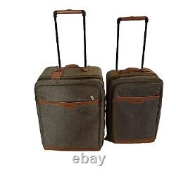 2 Hartmann Tweed & Leather 24 & 22 Rolling Wheeled Sac À Bagage Cas Vintage