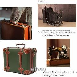 2 Pc Nzbz Vintage Style Set De Bagages Cute Retro Trunk Bagage Vert 14 & 28 Nouveau