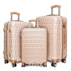 20/24/28 Petit Grand Valise Hard Shell Voyage Trolley Bagages À Main En Or Rose