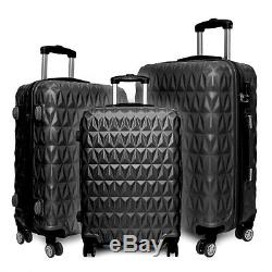 20/24/28 Petit Grand Valise Hard Shell Voyage Trolley Bagages À Main Noir