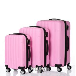 3 Pcs Luggage Set Voyage Sac Abs Trolley Valise Hard Shell Serrure Withtsa