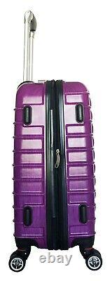 3pc Bagage Set Hardside Rolling 4wheel Spinner Carryon Travel Case Purple