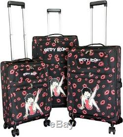3pc Luggage Set Sac Voyage Roulant 4wheel Carryon Valise Verticale Extensible Betty Boop