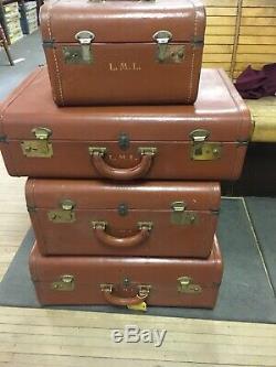 60 En Cuir Vintage Luggage Set De 4 Valise Set Top Grain Leather USA Rare