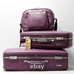 60s Vintage Purple American Tourister Coffret À Bagages 3 Pièces