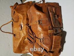 Antique Tooled Main Hancrafted Sac En Cuir Duffle Set Voyage Bagages