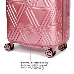 Badgley Mischka Contour Spinner Luggage Set (2 Pièces) Noir / Rose Or / Argent