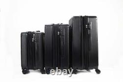 Bagage 3 Pièces Set Noir 360 Double Spinning Spinner Hardshell Lock 20 24 28