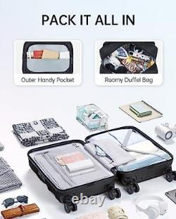 Bagages cabine, ensembles de bagages 2 pièces, valise rigide en PC 2 ensembles - noir