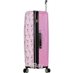Betsey Johnson Flamingo Strut 3 Piece Luggage Set Hardside Spinner Nouveau
