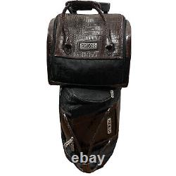 Brighton Sac de voyage à roulettes en cuir noir et marron 18 avec ensemble de sac de toilette