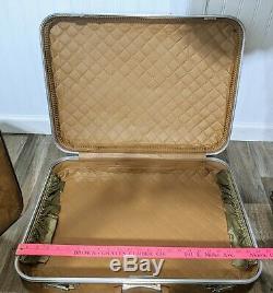 Camel Bag Vinyl Hard-shell Clés Case Set De 1970 Vintage Luggage Train De Vêtement