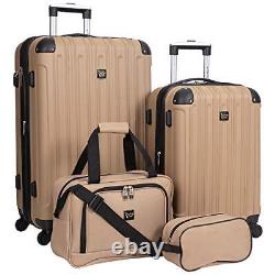 Club des voyageurs Midtown Ensemble de voyage en valise rigide 4 pièces extensible couleur sable.