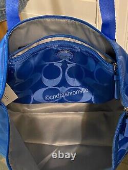 Coach X-large Bleu Escapade Packable Voyage Weekender Tote & Cosmetic Sac 2pc Set