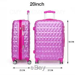 Coquille Rigide Valise Trolley Valise 4 Roues Spinner Valise Rose