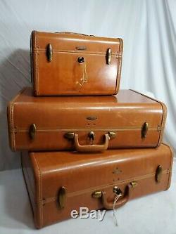 Cuir Vintage Samsonite Valise Shwayder Luggage Set De 3 Avec Les Touches