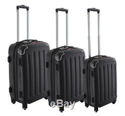 Dejuno Black Abs Hard Case Shell Rolling Spinner Valise Set 4-roues