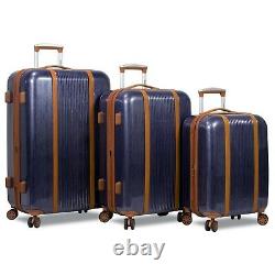 Dejuno Monroe 3-piece Hardside Spinner Tsa Combination Lock Luggage Set Bleu