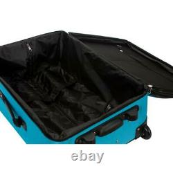 Ensemble De Bagages Rockland Polyester Carry-on Bag Softside 4 Roues Turquoise (4 Piece)