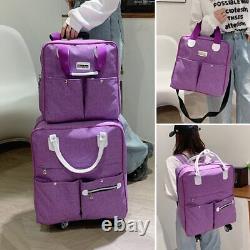 Ensemble de 2 pièces : sac à roulettes pour femmes, sac à dos de voyage pour filles, sacs à roulettes valise bagage.