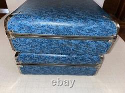 Ensemble de 2 valises Gateway rigides vintage assorties pour enfants en bleu, taille 17x13.