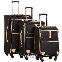Ensemble de 3 valises Coolife avec serrure TSA, roulettes et coque souple.