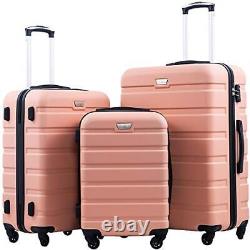 Ensemble de 3 valises à coque rigide, légères, avec cadenas TSA et 4 roues pivotantes