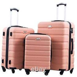 Ensemble de 3 valises à coque rigide, légères, avec cadenas TSA et 4 roues pivotantes