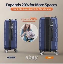 Ensemble de 3 valises extensibles en coque rigide ABS de la marque SHOWKOO avec serrure TSA intégrée.