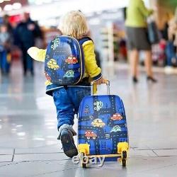 Ensemble de bagages 2 pièces pour enfants avec roulettes de voyage, sac de transport, sac à dos pour garçons et filles