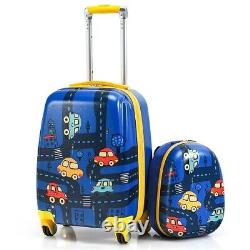 Ensemble de bagages 2 pièces pour enfants avec roulettes de voyage, sac de transport, sac à dos pour garçons et filles